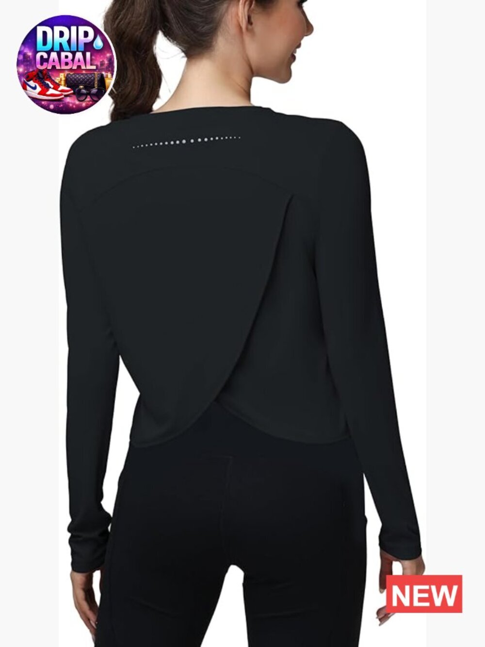 Long Sleeve Open Back Workout Top with UPF 50 Activewear